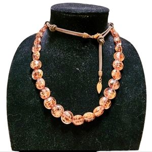 Rose Gold Dichroic Bead Glass Necklace